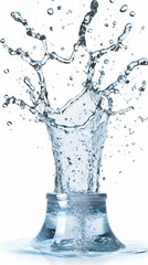 Water Splash from Bottle on White Background