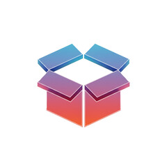 Abstract illustration of an open box with gradient colors representing a concept of delivery