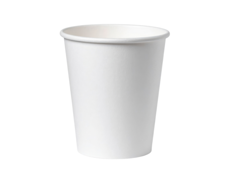 Plain white disposable paper cup with a simple cylindrical shape.