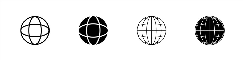globe icon of web image. Global network sign. World black and white sign or icon. Vector