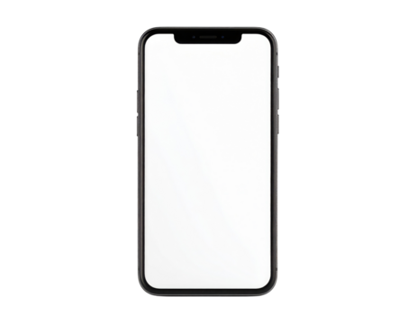 A modern smartphone with a blank screen facing forward. - Powered by Adobe
