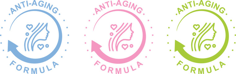 Anti-Aging Vector Badge – Skincare Packaging Label Icon for Beauty and Wellness Products