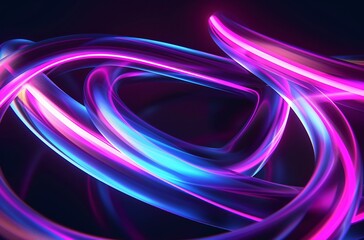 Abstract background with neon glowing light blue and purple lines in the shape