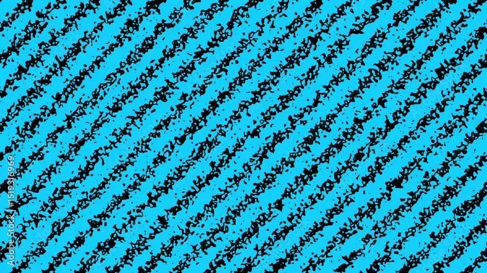 Poster abstract diagonal black pattern over cyan blue background creating a dynamic digital design element 