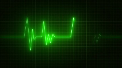 Neon, Glowing heartbeat, cardiogram, ekg, pulse monitor animation. electrocardiogram (ECG) line motion graphics. Green heartbeat loop signal icon video.