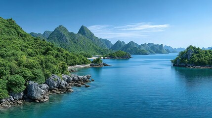 Obraz premium Lush tropical islands and azure waters.