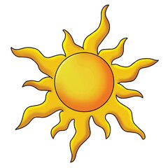 Cute cartoon hand drawn vector sun clipart.