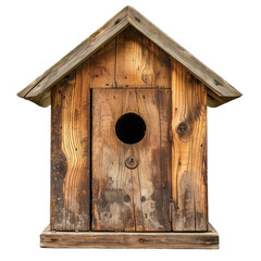 Rustic Wooden Birdhouse Isolated on Transparent Background for Nature and Outdoor Designs