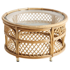 Round rattan coffee isolated on transparent background 