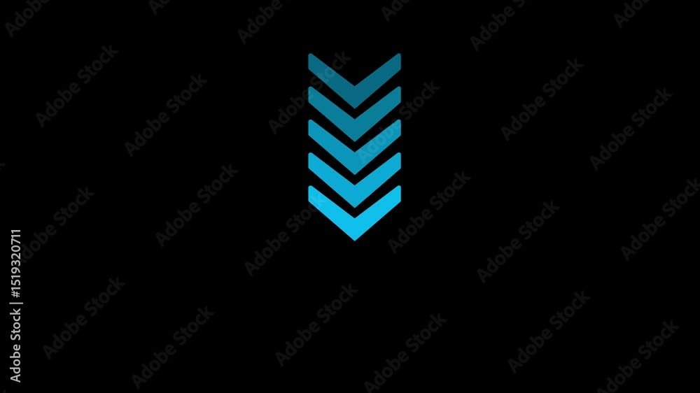 Poster downward arrows animation on black background illustrating progress and direction with modern minima