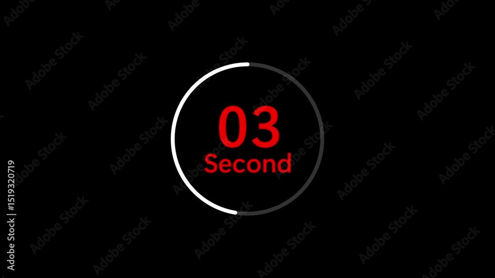 Poster second circular countdown timer on a black background with a stylish modern design for presentations