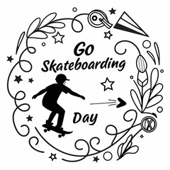 GO SKATEBOARDING DAY vector illustration