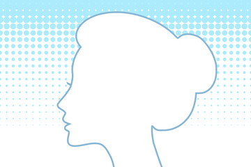 Woman silhouette profile view. Vector Caucasian woman head side view avatar symbol, design element.
