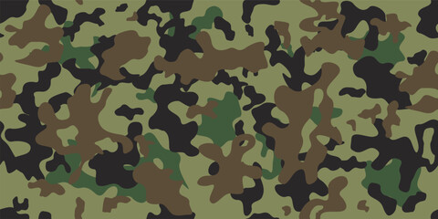 Fototapeta premium Camouflage pattern. Military camo fashion print design. Forest green camouflage background.