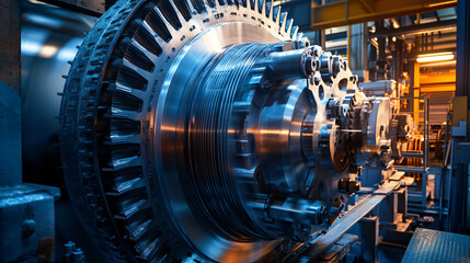 Obraz premium AI-powered predictive maintenance using vibration sensors on heavy industrial machinery.
