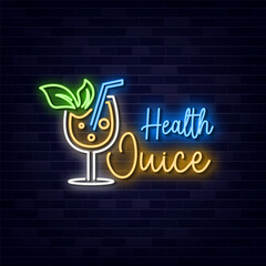 Health Juice Neon Sign for Cafe