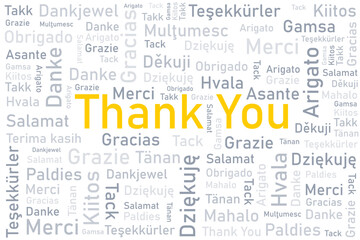 Thank you words in various languages. Different international language thank you word collage.