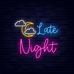 Neon Late Night Sign Vector