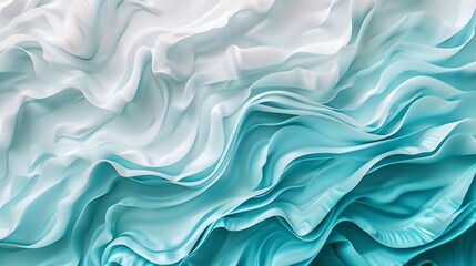 Obraz premium 3d render abstract background with turquoise and white waves fluid shapes soft lighting design