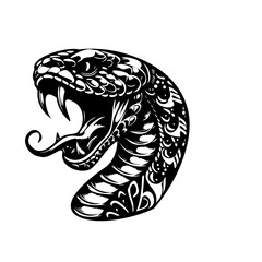 SVG snake with fangs black and white vector file for printing, cutting