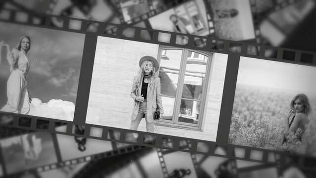 Film Roll Image Multi Screen Black & White Slideshow