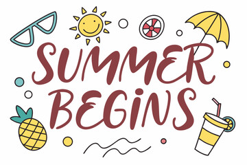 SUMMER BEGINS vector illustration