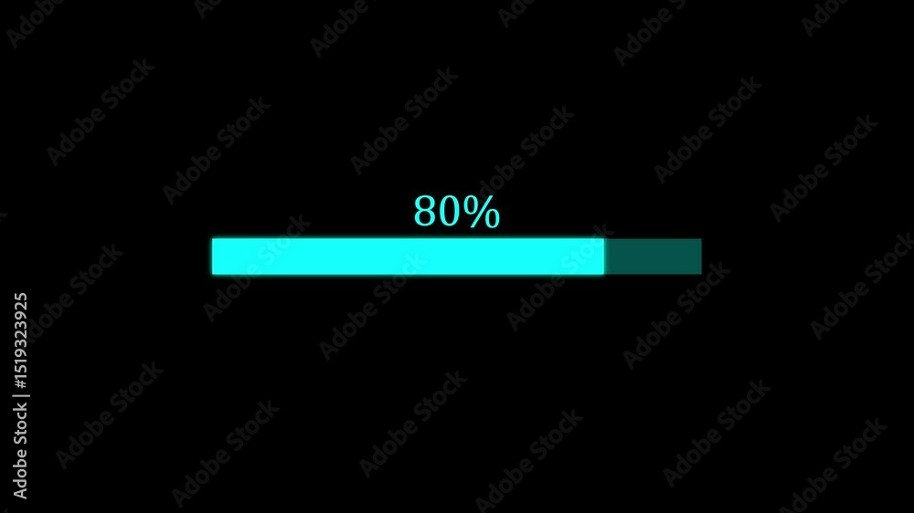 Poster digital progress bar animation displaying 51 percent completion with teal futuristic visuals on a bl