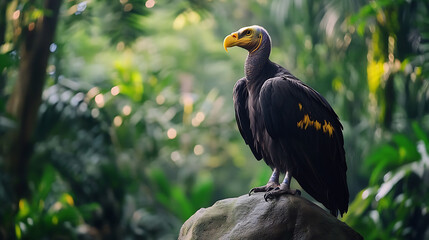 Vulture or Harpy Eagle on Rock 