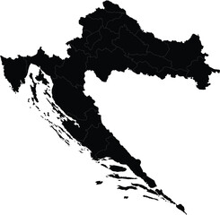croatia silhouette map for regional geography and travel design in europe