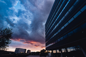 urban city skyline with amazing clouds