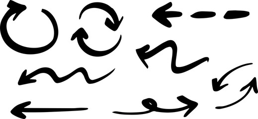 Abstract black and white hand-drawn arrows and scribbles