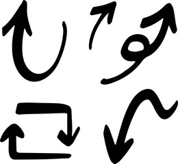Curved black arrows with playful hand-drawn expressive movement