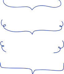 Double curly bracket set drawn in minimal blue sketch style