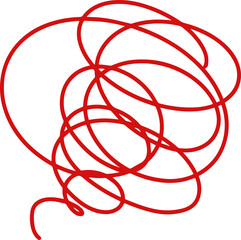 Red abstract tangled loops and swirls in expressive sketch style