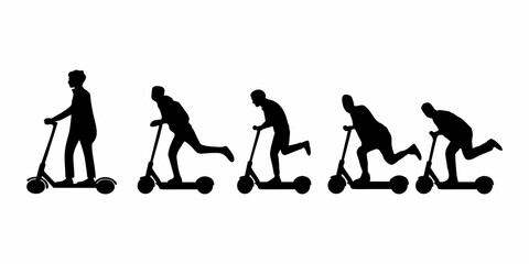 Silhouette of a Person Riding an Electric Scooter