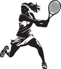 female tennis player, tennis silhouettes vector graphic design