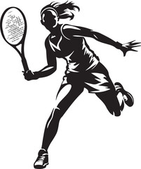 female tennis player, tennis silhouettes vector graphic design