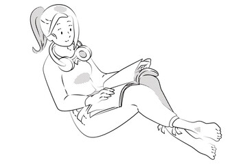 Young woman reading book while relaxing