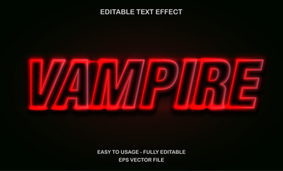 Vampire Text, Editable Text Effect Template, Futuristic Red Neon Light Typeface