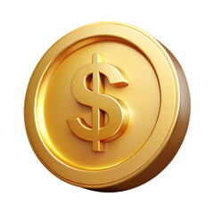 Golden dollar coin isolated on transparent background isolated on white background