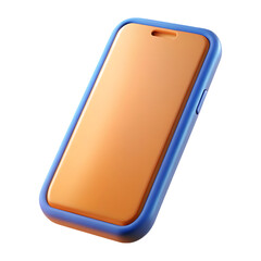 Orange smartphone with blue frame isolated on transparent background isolated on white background