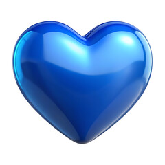 Shiny blue heart 3d render isolated on transparent background isolated on white background