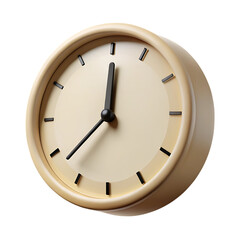 Beige round clock showing two oclock isolated on transparent background isolated on white background