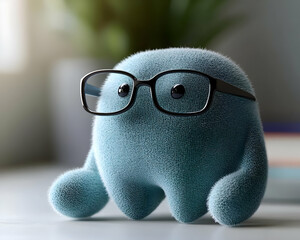 Fluffy Blue Creature With Glasses