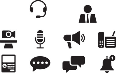 Simple Style Communication and Support Icon Set Essential Graphics for Customer Service and Digital Interaction Design