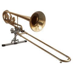 Obraz premium Bass Trombone on a Stand, Isolated on White Transparent background