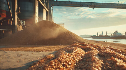 Grain Processing at Port: Shipping and Storage of Harvested Grains.