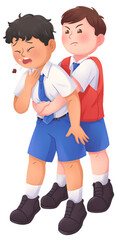 Obraz premium PMR Student Performing Heimlich Maneuver First Aid Illustration