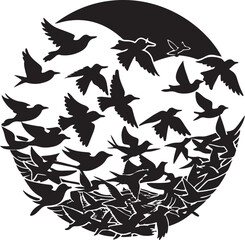 Seamless vector pattern of an abstract flying bird with wings against a textured sky background