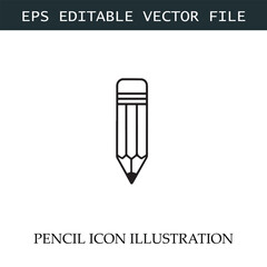 Pencil Icon Black and White Vector Design Image Illustration

